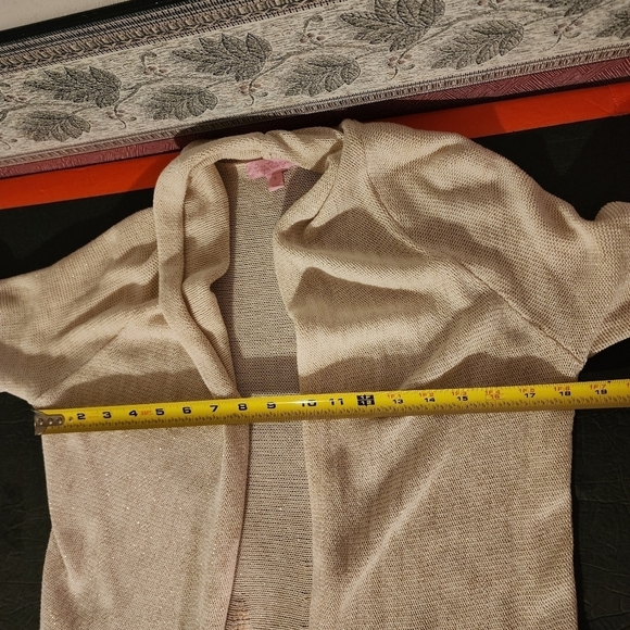 Lilly Pulitzer Tatum Long Fringe Hem Shimmer Open Cardigan Size S - Picture 12 of 13